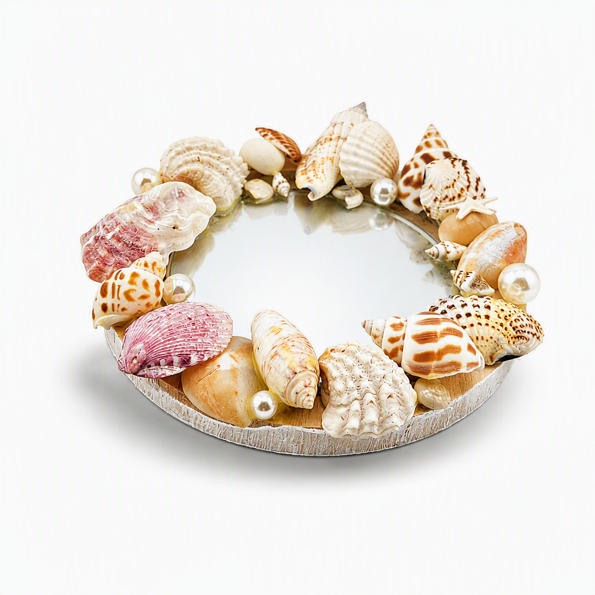 Seashell Covered Round Mirror